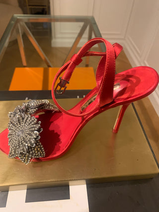 NEW!!! - Sophia Webster Lilico Crystal-Embellished Satin Sandals In Red - Size 38