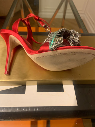 NEW!!! - Sophia Webster Lilico Crystal-Embellished Satin Sandals In Red - Size 38