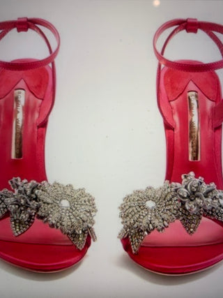 NEW!!! - Sophia Webster Lilico Crystal-Embellished Satin Sandals In Red - Size 38